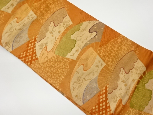 JAPANESE KIMONO / VINTAGE NAGOYA OBI / WOVEN BIRDS & TRADITIONAL PATTERN